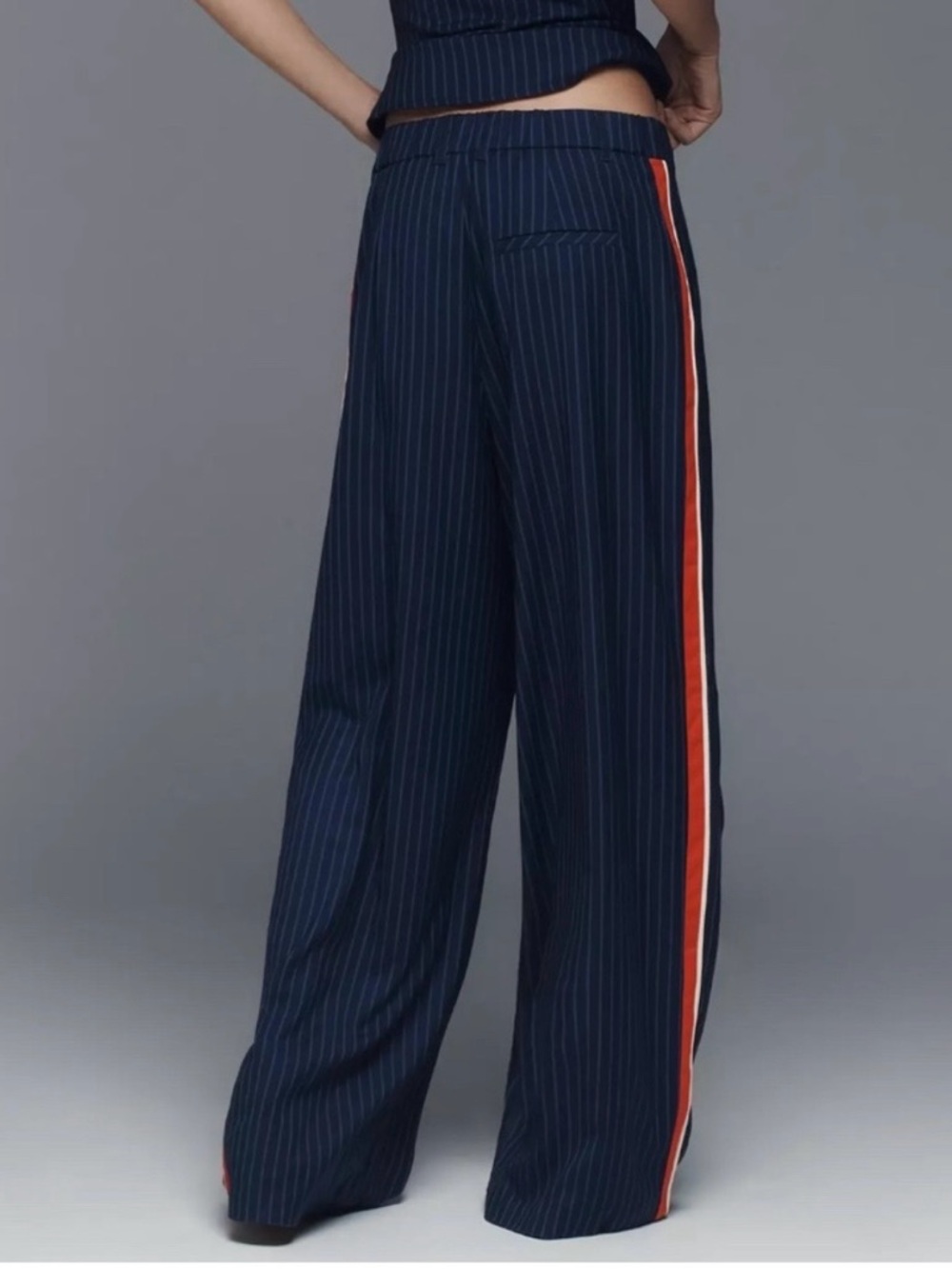The Avery Pleated Wide Leg Trouser by Maeve Pinstripe - Picture 3 of 7